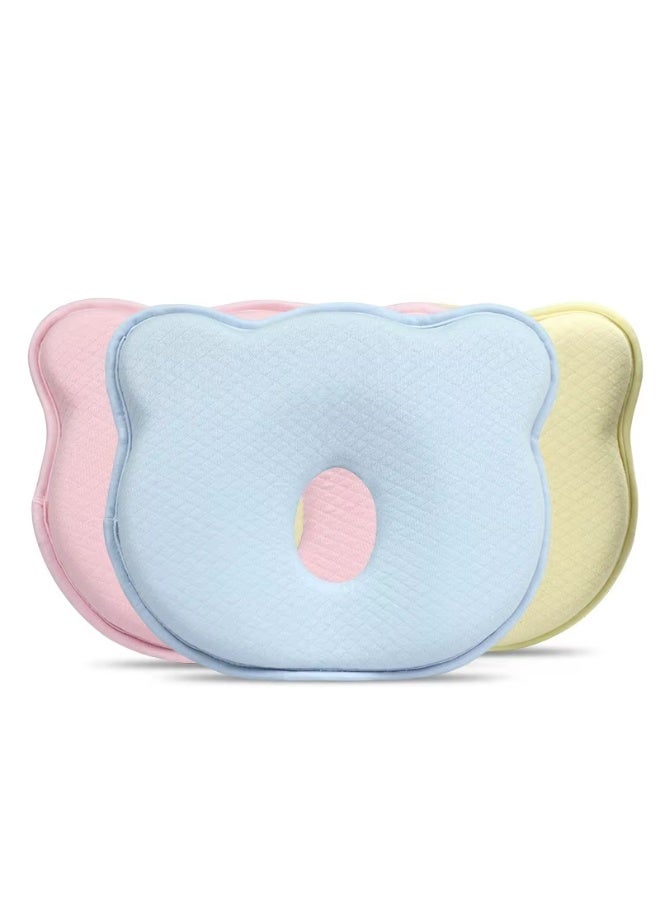 وسادة رأس طبية للأطفال الرضع مضادة لتسطح الرأس – مخدة أطفال بتصميم أذن الدب مع فتحة وسطية – قطن ناعم ومريحة للنوم - Image 1